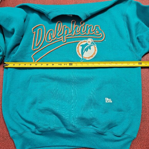 VTG Miami Dolphins Pro Player Sweatshirt XL Teal Crewneck 1996 NFL Football - Picture 7 of 9